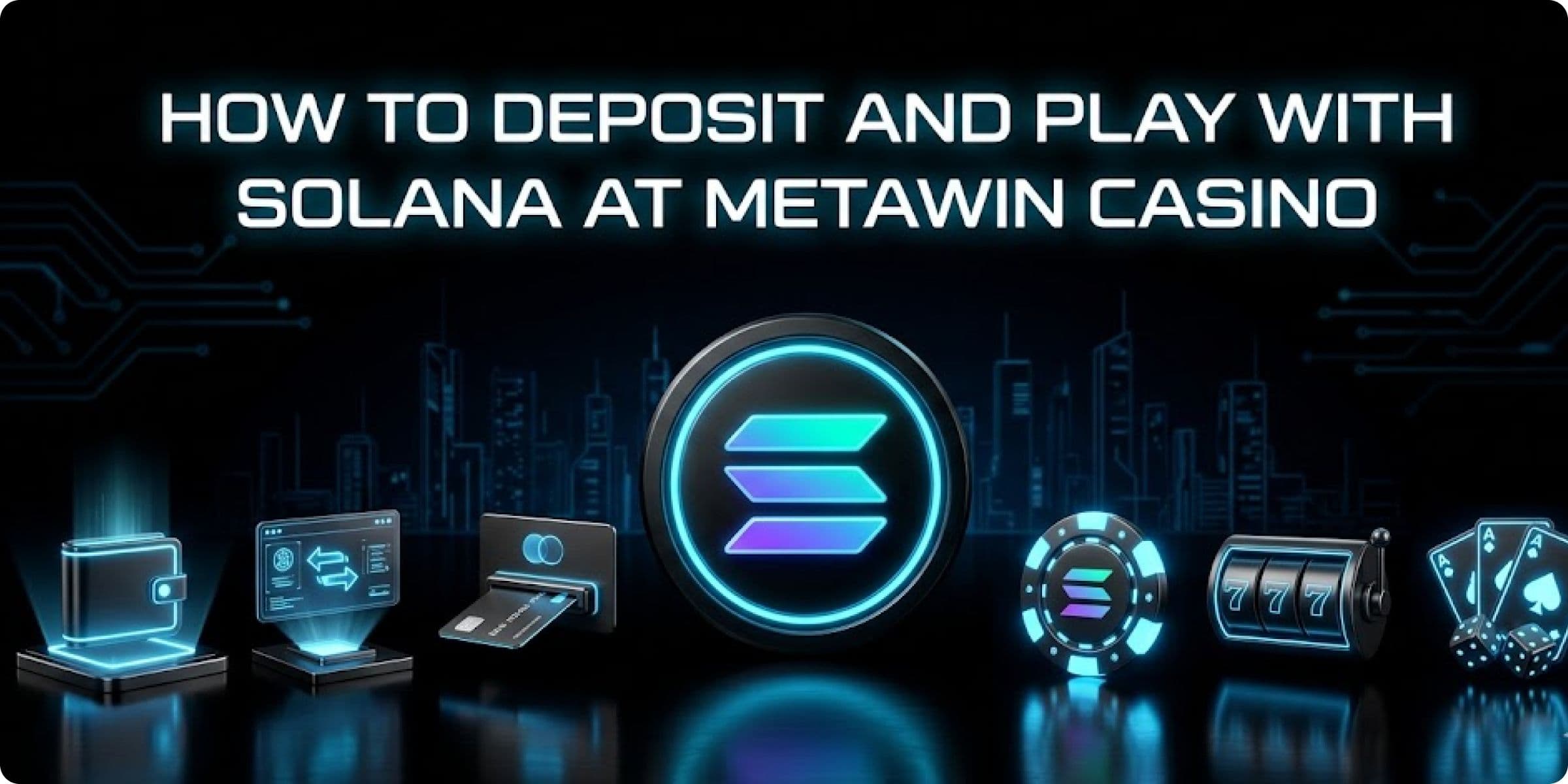 MetaWin Casino Solana deposit guide showing the homepage with login options